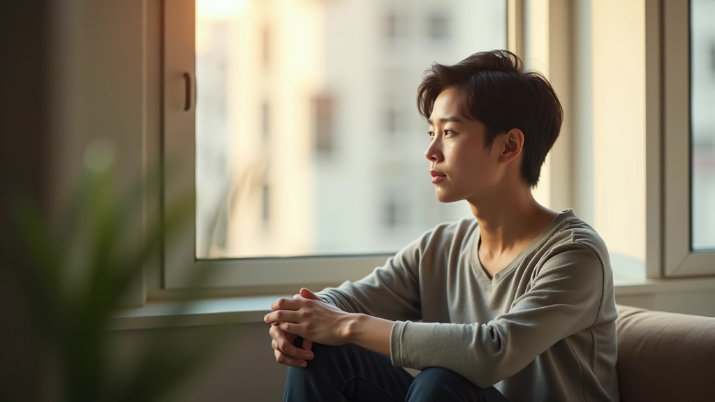 Brain illustration or person in deep thought, thoughtful expression, studying or learning concept, warm natural lighting, peaceful environment